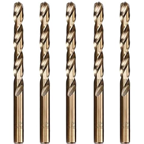 Hymnorq 21/64 Inch Dia. x 4.6 Inch Long M35 Cobalt Steel Twist Jobber Drill Bits 5Pcs Pack, 135 Degree Split Point, Extremely Heat Resistant, for Stainless Steel and Cast Iron Cover