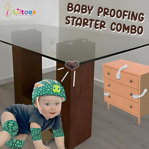 Image of LILTOES Baby Proofing Combo | Head Protector + Edge Guard + Cabinet Lock + Kneepad for Safety of Kids 6M to 3 Years | Baby Safety Helmet with Corner Guard Protection (Turtle)