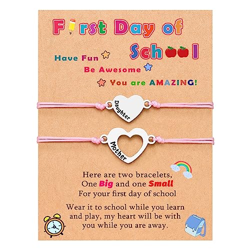 UNGENT THEM Matching Heart Mother Daughter Bracelets Back to School Bracelet First Day of School Gift