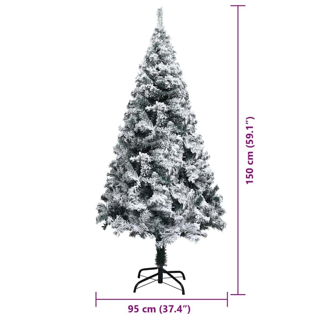 Sztuczna choinka z 150 diodami LED, wysokość 150 cm, oświetlona, ze stojakiem, nadaje się do użytku wewnątrz i na zewnątrz, nowoczesna, zajmuje mało miejsca, trwała, z ciepłym białym światłem