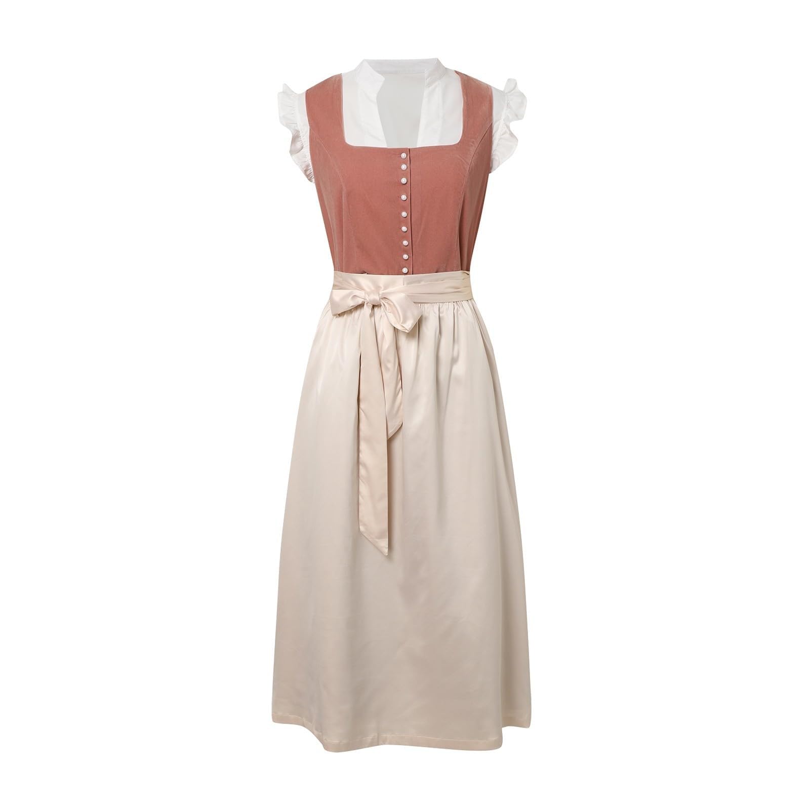 Dirndl Rot Damen Midi Trachten Dirndl Kleid Eckiger Ausschnitt Dirndlschürzen Oktoberfest Damen Outfit Elegant Trachtenkleid 2 Teilig Trachtenrock Trachtenmode Dirndlkleid Dirndl Kleidung