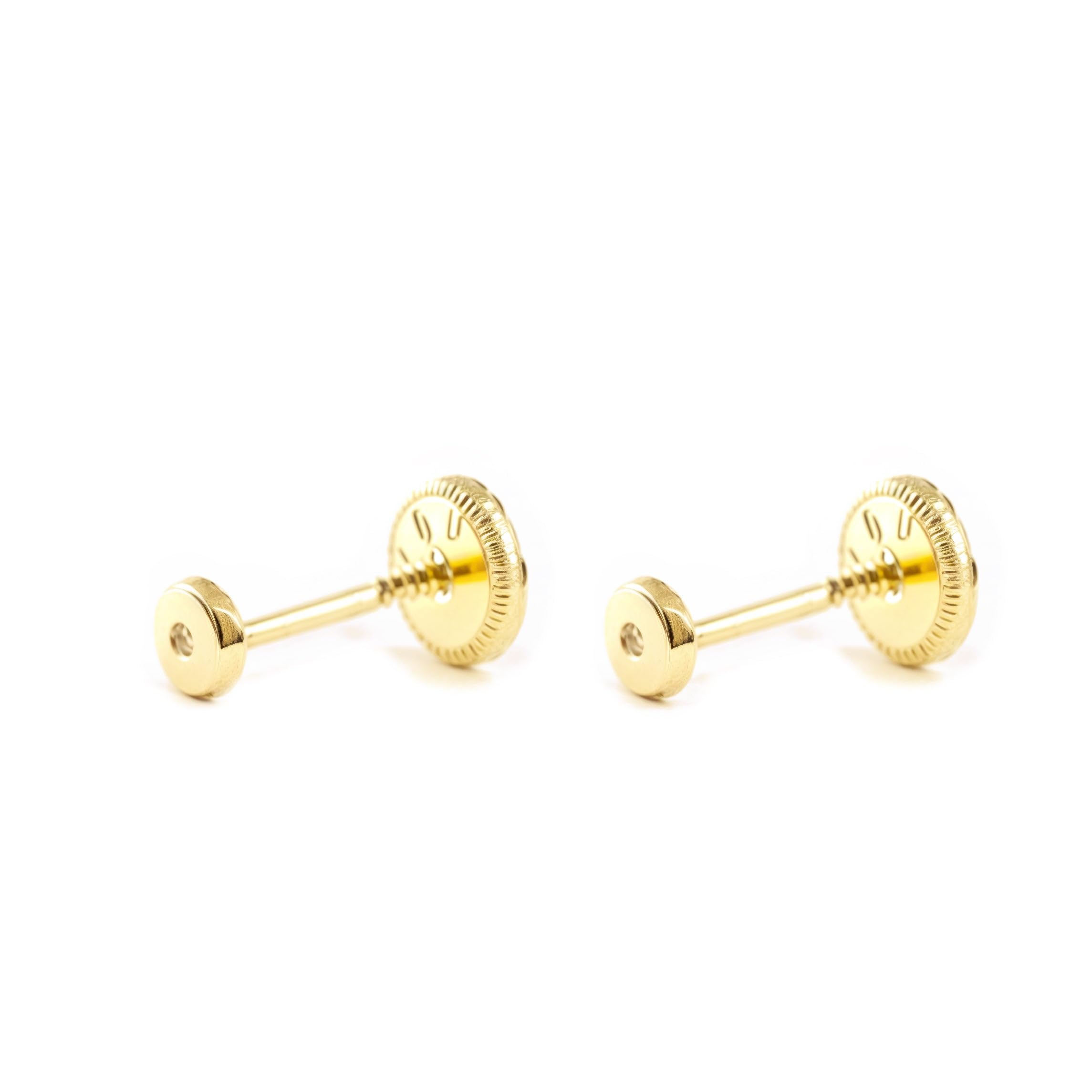 Damen & Kinder runde Ohrstecker - Gelbgold 9 Karat (375) - Geschenkbox - Garantiezertifikat