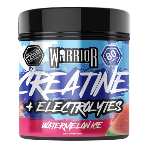 Warrior Creatine Monohydrate Powder + Electrolytes Powder 360g (80 Servings) – Performance, Hydration, Pre & Post Workout for Men & Women – Micronized Creatine + Electrolyte Supplement, Watermelon Ice