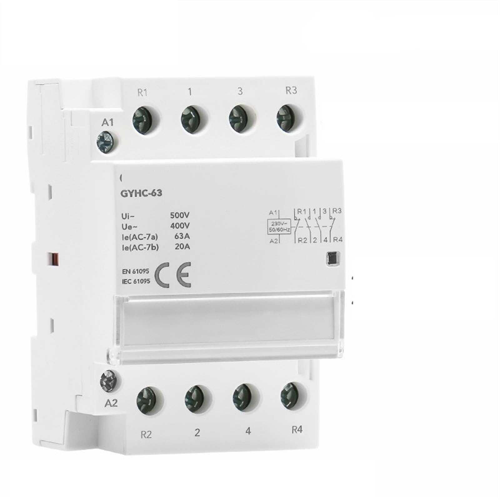 JJHQOKYNA Din Rail AC Contactor 4P 40A 63A 4NO 4NC 2NO2NC 3NO1NC House Use Or for Charging Pile 1Pcs(4p 63a 2no2nc)