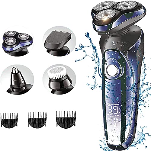 Electric Shaver,Hair Clippers Men's Rotary Shavers 4 in 1 Rechargeable Wet & Dry Mens Razors Cordless Beard Nose Hair Trimmer for Men Hair Clippers+ Facial Cleaning Brush Shaving&Grooming Sets