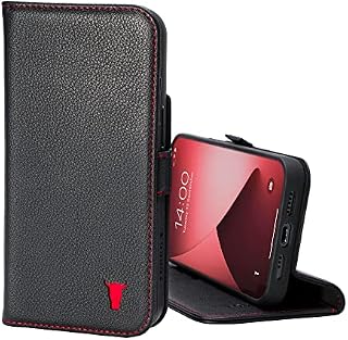 TORRO Leather Case Compatible with iPhone 14 Plus Genuine Leather Wallet Case/Cover with Card Holder and Stand Function (Black)