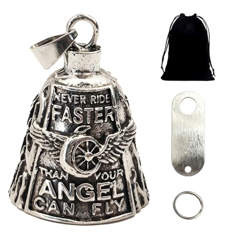 WanderGo Guardian Bell Biker Bell Reitglocke Motorrad Glöckchen mit Schlüsselanhänger und Ring, Biker Glücksglocke mit Beutel