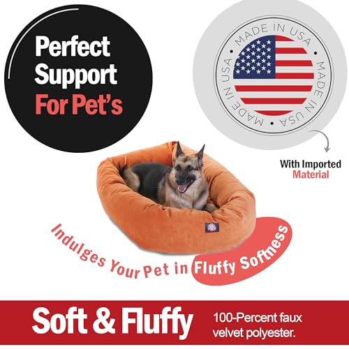 Majestic-Pet-52-Inch-Micro-Velvet-Calming-Dog-Bed-Washable–Cozy-Soft-Round-Dog-Bed-with-Spine-for-Head-Support-Fluffy-Donut-Dog-Bed-52x35x11-inch–Round-Pet-Bed-X-Large–Orange Majestic Pet 52 Inch Micro Velvet Calming Dog Bed Washable–Cozy Soft Round Dog Bed with Spine for Head Support Fluffy Donut Dog Bed 52x35x11 inch–Round Pet Bed X Large–Orange