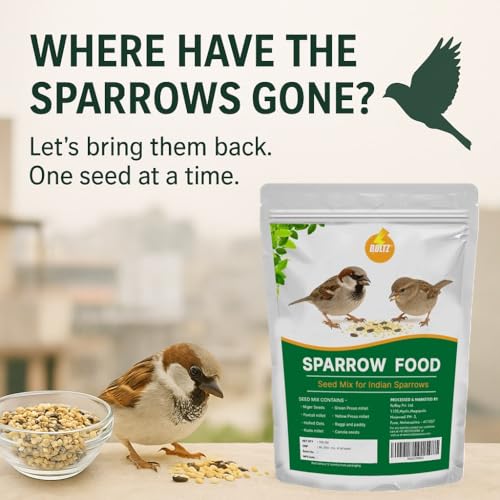 Image of Boltz Premium Sparrow Food 1 Kg, Natural Mix of Seeds & Grains, Daily Nutrition for House Sparrows & Wild Birds, Rich in Protein, Fiber & Vitamins, Clean, Fresh & Easy to Digest (1kg)