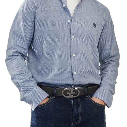 Image of Aurolran Men&Womens Leather Dress Belt Business Automatic Buckle Belt Color-Black Silver Gold