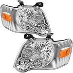 AUTOSAVER88 Headlight Assembly Compatible with 2006-2010 Ford Explorer 2007-2010 Ford Explorer Sport Trac Chrome Housing with Amber Reflector