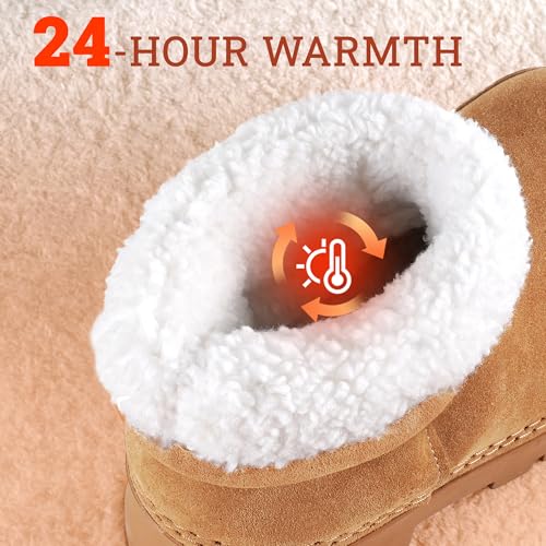 Womens Short Snow Boots Fur Lined Winter Boots Ankle Booties Waterproof Warm Slip On Anti Slip Sole Outdoor Shoes2
