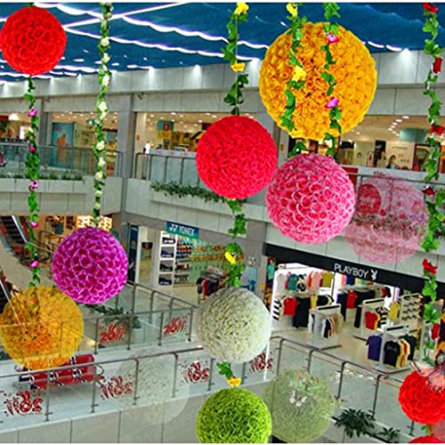 Bingdonga 2Pcs Uv Protected Rose Flower Ball Artificial Boxwood Ball Plants Topiary Grass Ball For Wedding Decoration Shopping Mall Decoration Other Large-Scale Events #TOP1