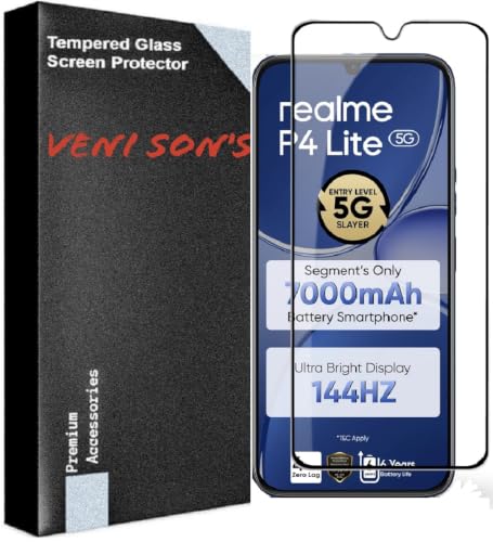 Image of VENI SON'S Scratch And Tear Resistant, Crystal Clear Edge to Edge Tempered Glass Screen Protector Guard Compatible With Realme P4 Lite 5G