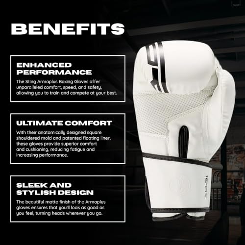 Image of STING Armaplus Boxing Gloves for Training, Sparring & Competition Preparation | Lightweight T3 Performance Material | Shock Absorption & Wrist Support