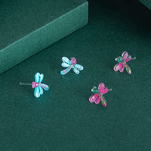 Plastic Earrings, KMEOSCH 2 Pairs of Hypoallergenic Dragonfly Plastic Post Earrings Studs for Sensitive Ears4