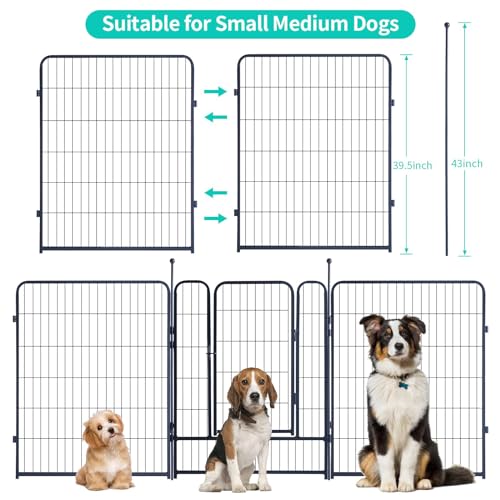 Image of Dog Playpen,Portable Outdoor Dog Fence, Dog Playpen for Large /Medium /Small Dogs, Dog Fences for the Yard,with Doors Foldable Metal (40 inch, 24 Panels)