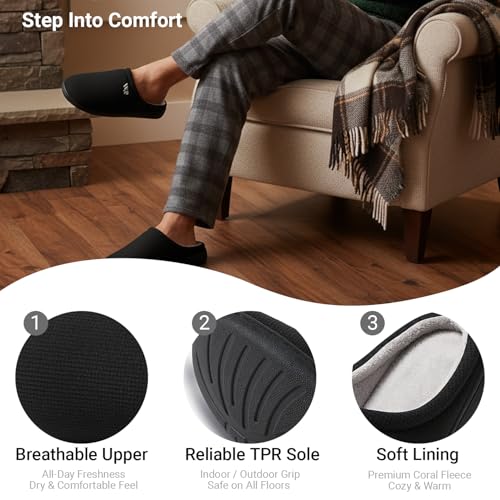 Mens Memory Foam Slippers Slip On Warm Shoes House Shoes Indoor Outdoor2