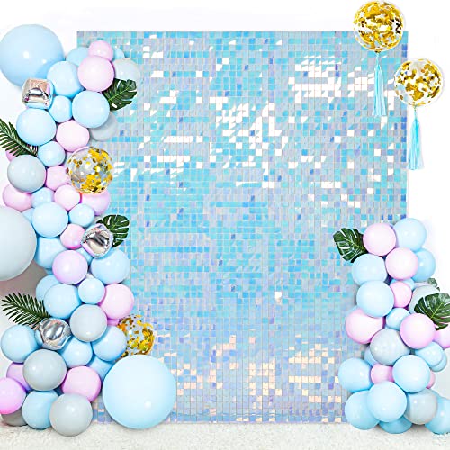 Mermaid Shimmer Wall Sequin Backdrop Panel Metallic Backdrop Disco Party Decoration Pack of 24 Glitter Colorful Panels by LuoluoHouse - Used condition - US$33.36