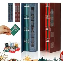 Mini Book Advent Calendar 2025, Books Lovers Advent Ornament with 24 Book Gift, Double Doors Christmas Books Countdown Calendar for Literature Lovers, Holiday Decorations Blue+Red