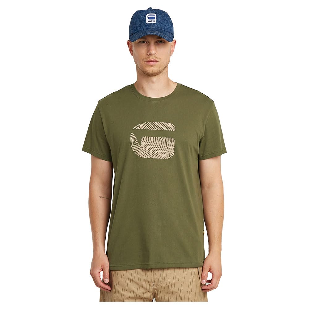 G-STAR Men's Finger Print Burger R T T-Shirt, Green (Shadow Olive D26041-c506-b230), S