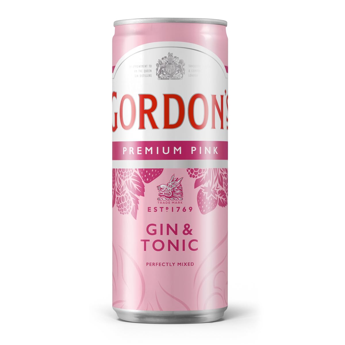 Gordon's Premium Pink Distilled Gin & Tonic Water | Erfrischendes Mixgetränk | Trinkfertige Dose für unterwegs & gesellige Events | 10% vol | | 1 x 250 ml EINWEG Dose |