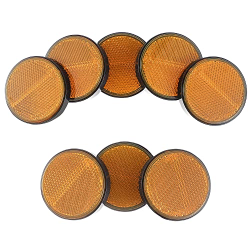 Eacalyc Catadioptres Rond Jaune pour Remorque, Catadioptres Adhésif Rond Réflecteurs Arrière de Caravane Réflecteur de Sécurité pour Caravane Camion ou Machines Agricoles Paquet de 8 Cover