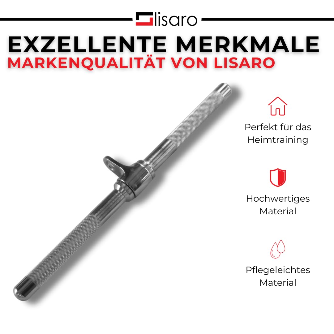 Lisaro® Trizepsstange/Bizepsstange Profi – Diamanträndel-Stange für Kabelzug, Universalgriff für Trizeps- und Bizeps-Drücken – Zubehör für Fitnessstudio & Home-Gym