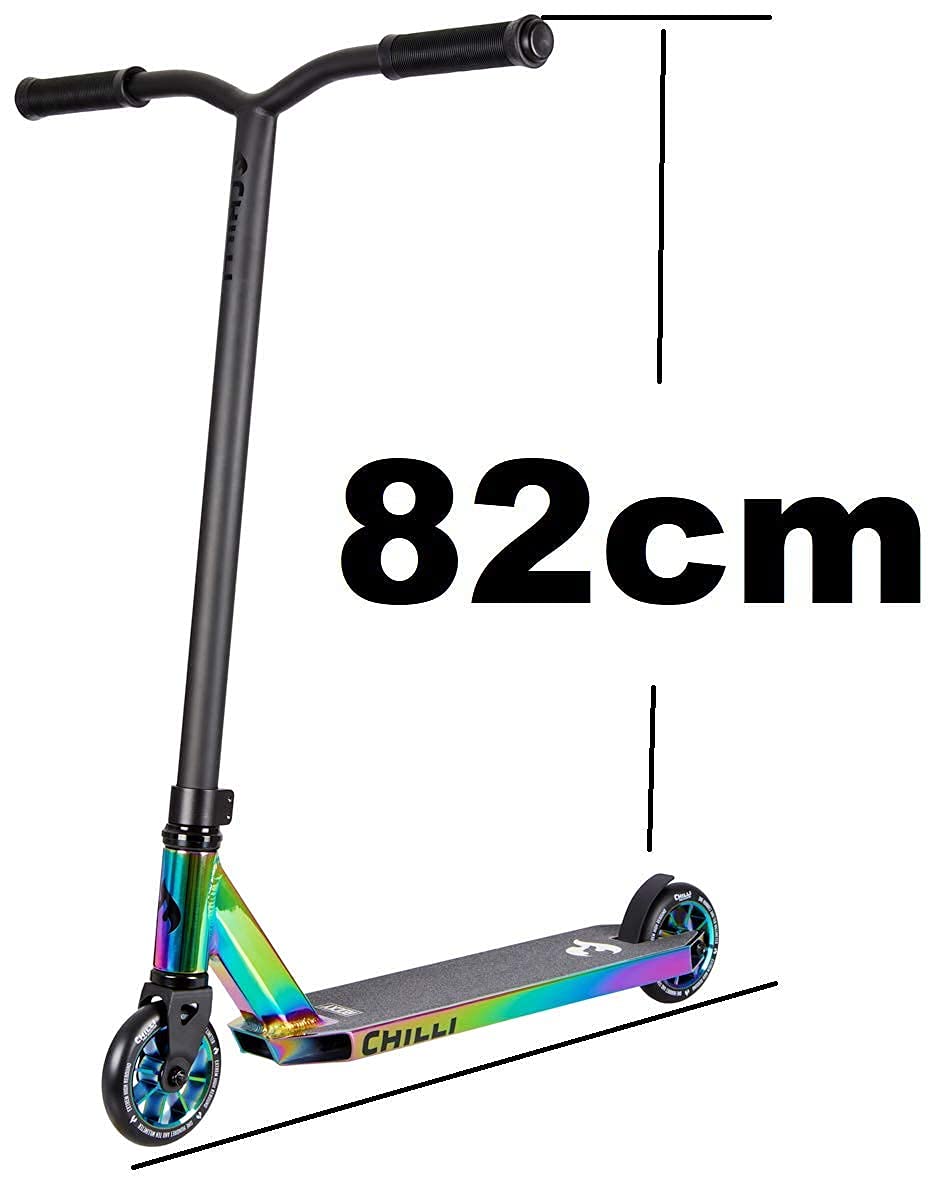 Chilli Pro Scooter Stunt Scooter H = 82 cm Trick Tret Roller + Fantic26 Sticker (Rocky Rainbow Neochrome)
