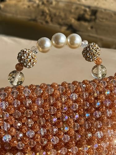 Sac en perles ambrées et cristal fait main VANA, le charme intemporel d'un héritage artisanal