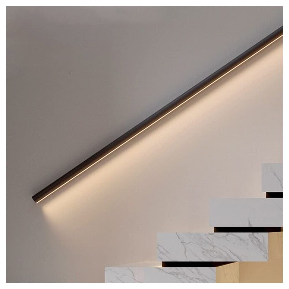 LWJSOCP Aluminum Handrail with Luminous Cable Railing Kit Illuminated Stair Handrail for Outdoor & Indoor Stairs Black 47.3"/1.2m