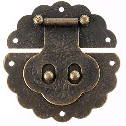 Image of Door Hasp Latch 1Pc 40 /80mm Antique Vintage Decorative Jewelry Wooden Box Hasp Latch Hook Lock with Screws 40 /80mm Furniture Hardware (Color : 80mm)