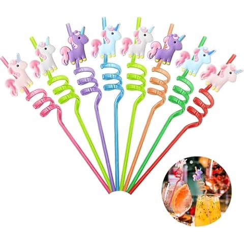 8 Pcs Colourful Unicorn Drinking Straws Cover