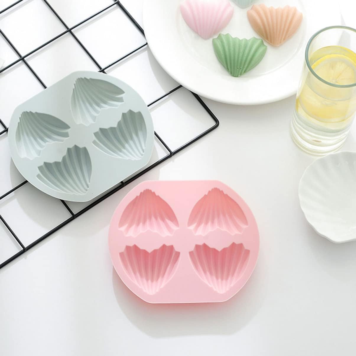 4pcs Heart Shape Silicone Madeleine Baking Mold, 4 Cavity