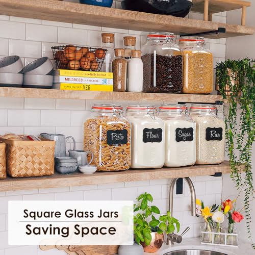 [UPGRADE] 2 Pack Square Super Wide Mouth Airtight Glass Storage Jars with Lids, 1.1 Gallon Glass Container with 2 Measurement Marks, Canning Jars with Leak-proof Lid for Kitchen (Spare Gasket) by Qianfenie - Image 3