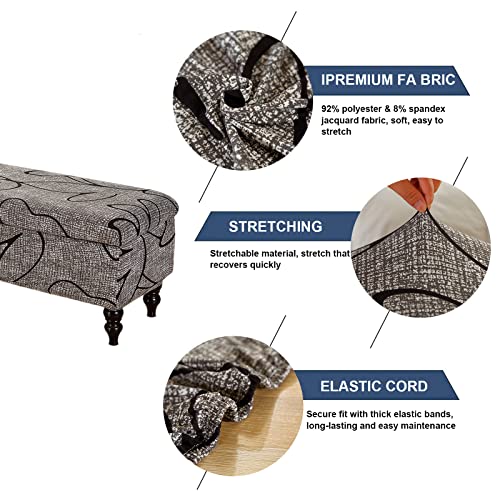 Image of FUANGUI Ottoman Cover Stretch Storage Ottoman Bench Slipcover Printed Folding Storage Bench Ottoman Cover Footrest Stool Slipcover Footstool Protector Cover with Elastic Bottom, Large
