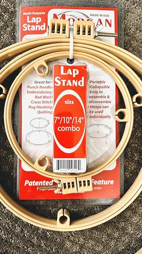 Image of Morgan Quality Products 7 inch /10 inch /14 inch Lap Stand Hoop - Perfect for Hands-Free Embroidery, Quilting & Needlework