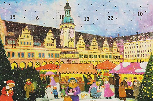 Adventskalender Karten 5 Stück Karten Leipzig Weihnachten Grußkarten Goldprägung Adventkarte Kunstkarte Retro Nostalgie Vintage