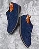 Mens Suede Brogues Formal Shoes Elegant Wedding Shoe Leather Lace-ups Classic Oxfords Soft Stacked Heeled Office Shoes Suede Blue 8UK #4