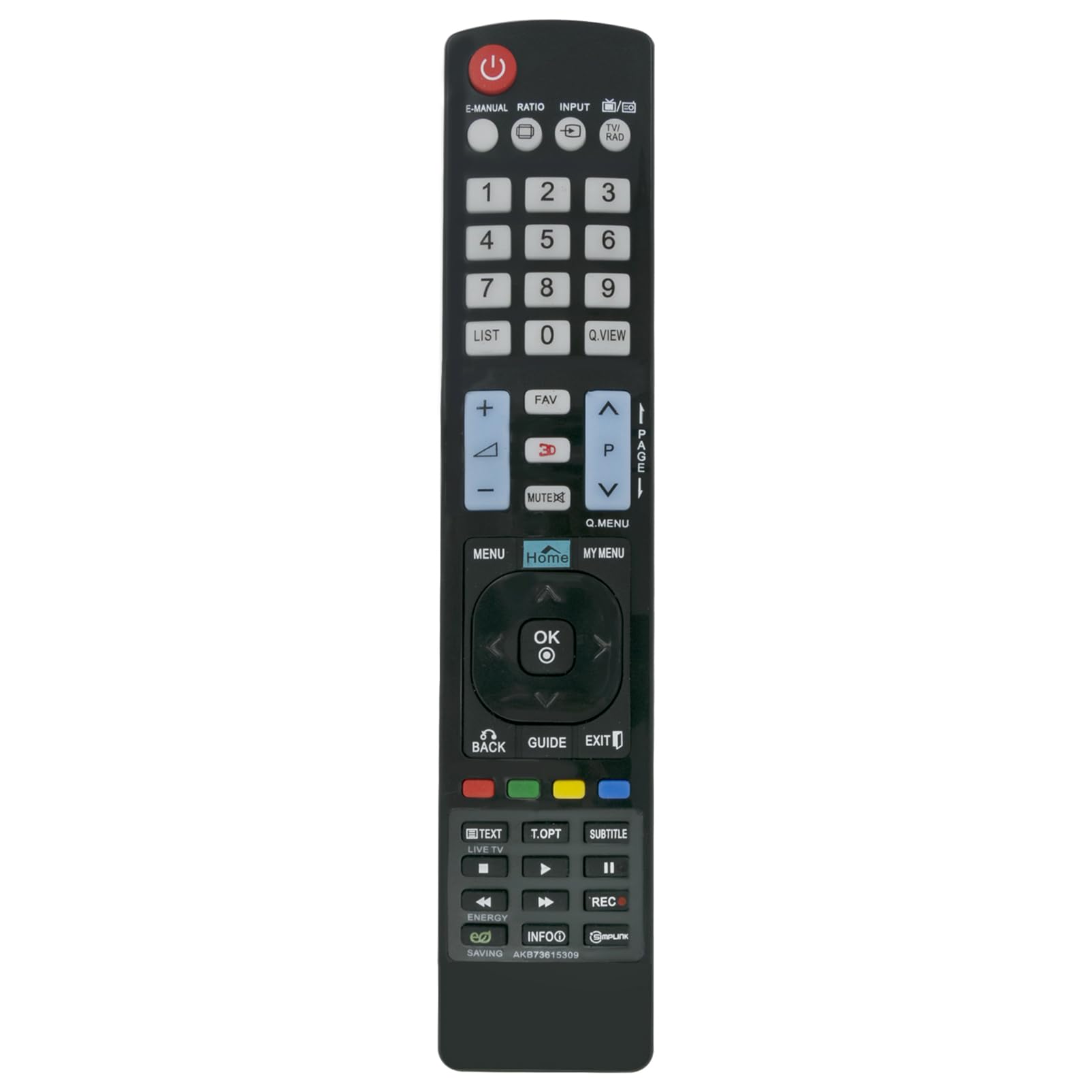 AKB73615309 Télécommande de rechange compatible avec LG LCD LED TV 55LM8600 55LM9600 60PM6700 65LM6200 2LM6200 32LM6400 32LM6410 42LM7600 47LM6200 47LM6200 47LM6400 410 410 7LM6700 47LM7600 47LM8600