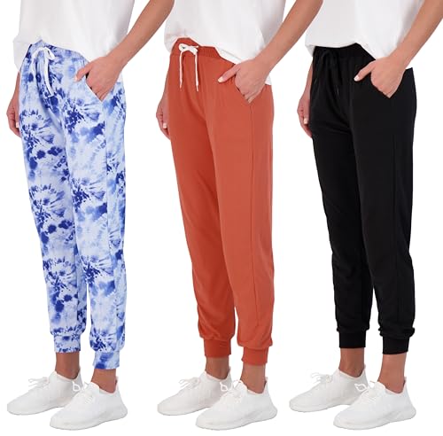 Image of Real Essentials 3 Pack: Women's Ultra-Soft Lounge Joggers Sweatpants Athletic Yoga Pants with Pockets (Available in Plus)