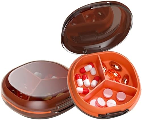 Pastillero de viaje portátil, pequeño pastillero que cabe en el bolso o bolsillo, 3 compartimentos a prueba de humedad para medicamentos y