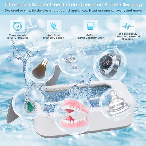 Osalms Ultraschallreinigungsgerät 640ml,Hochfrequenz Ultraschallreiniger Mit drei Modi 3/5/10...
