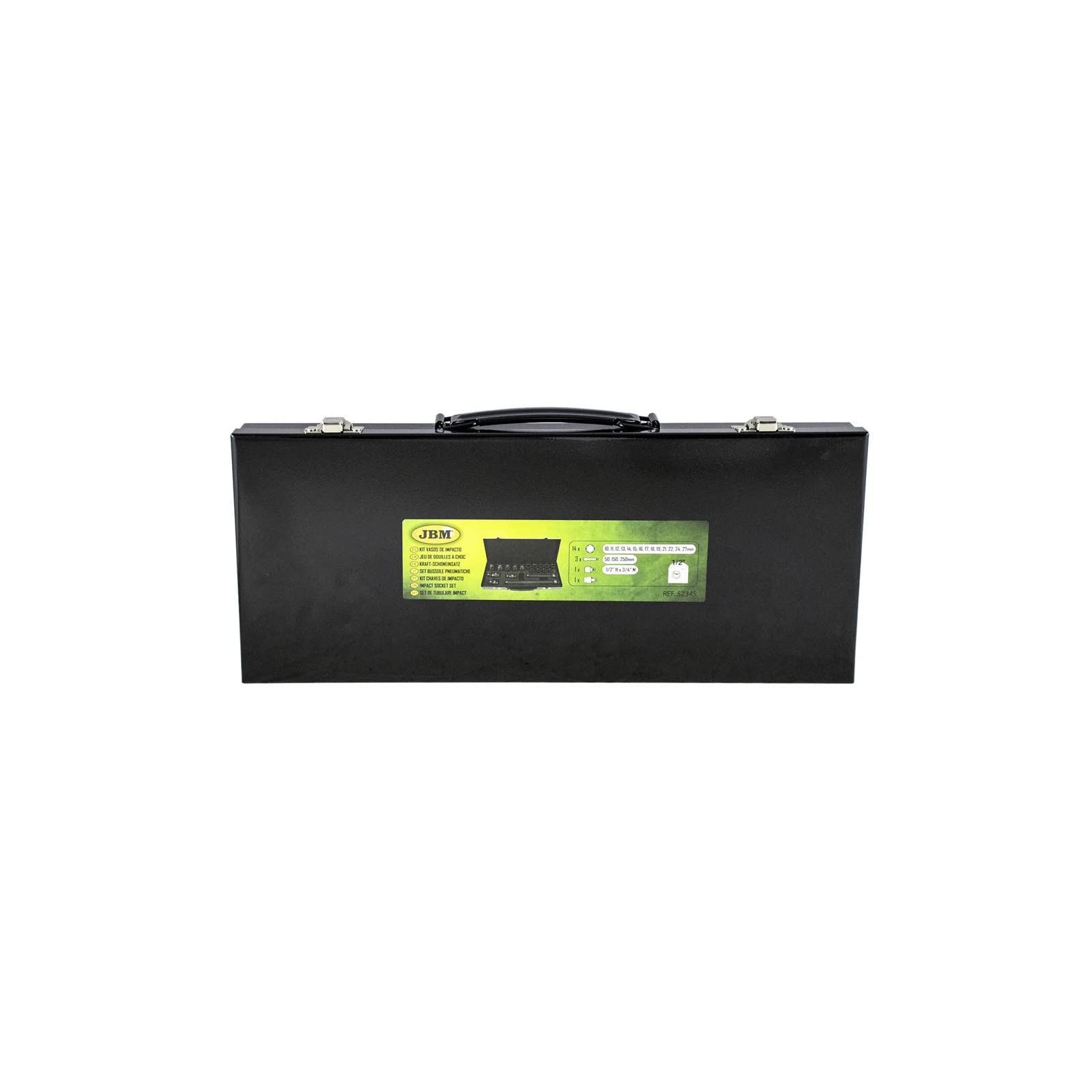 JBM Set DE 19 Piezas DE Impacto DE 1/2" con 14 Vasos HEXAGONALES + ADAPTADORES