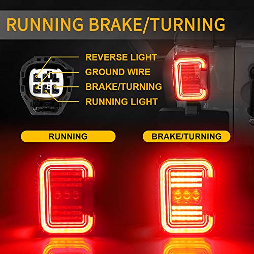 SPL Ult LED Tail Lights Brake & Ultimate Reverse Lights Compatible with Jeep Wrangler JK/JKU 2007-2017, Built-in EMC, DOT Approved, Smoked Lens,2PCS - Thumbnail 7
