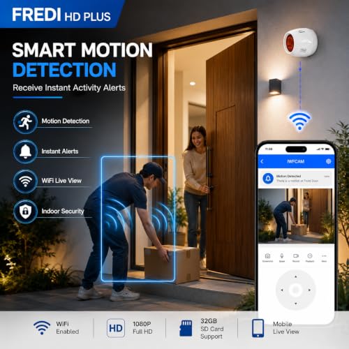 Image of FREDI HD PLUS 1080P Hidden Camera WiFi Bulb Holder Camera with Audio & Video Recorder, Motion Detection, Remote Monitoring, SD Card Support up to 32GB, Indoor Spy Camera for Home & Office, iWFCam App