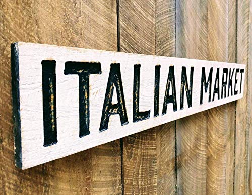 ITALIAN MARKET Sign Horizontal 55"x8"- Carved in Wood Lumber