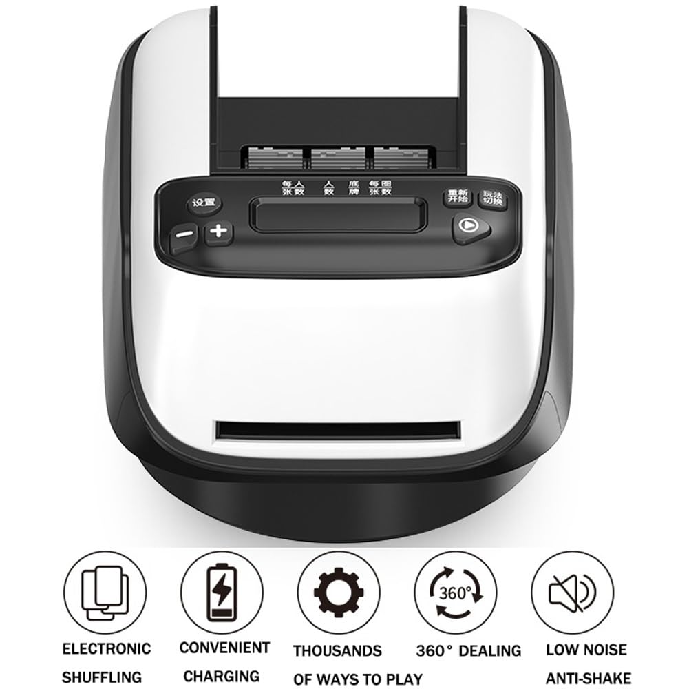 Mescolatore e mazziere di carte elettrico,mescolatore e distributore automatico di carte con rotazione a 360°,mescolatore e distributore di carte da gioco ricaricabile for giochi di carte Texas