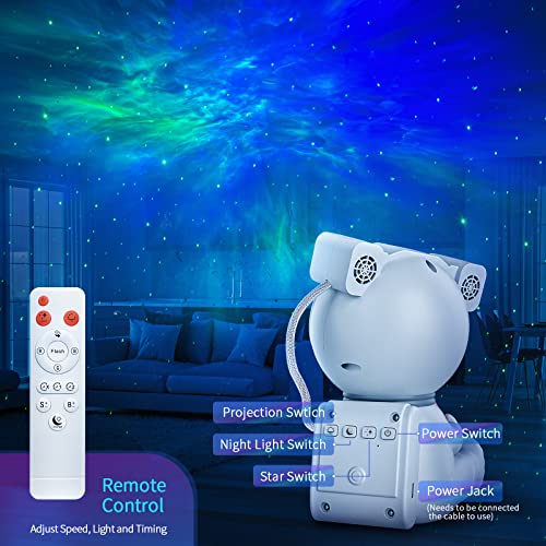 Astronaut Galaxy Projector, Star Projector with Timer and Remote, Night Light with Moon Lamp, LED Nebula Lamp for Kids Adults, Room Decor Gift (White)