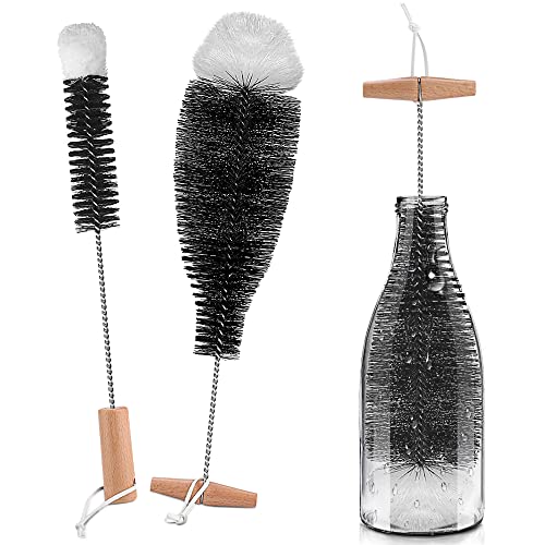 Flaschenbürste Sodastream Glasflasche, Flaschenbürste Reinigungsbürste Schonende Mit weicher Flauschbommel Glaskaraffe 0.6 Liter, Sodaflaschen, Babyflaschen, Trinkflaschen(2 Stück) Cover